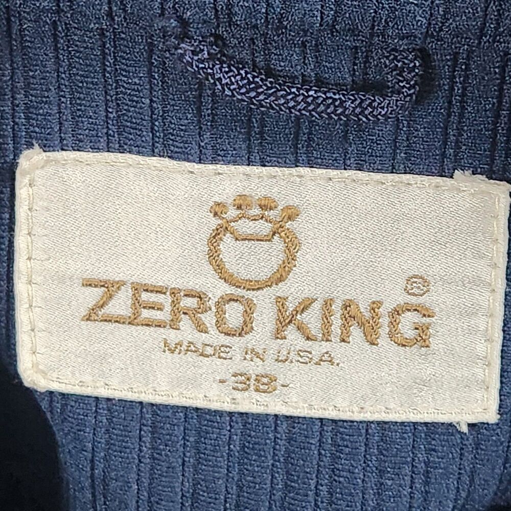 Vintage Zero King Ribbed Jacket Mens 38 Blue Full Zip Made USA Mod Scooter - Picture 14 of 14